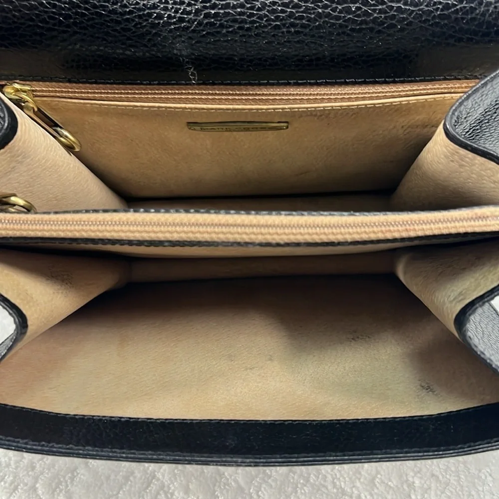 Vintage Mark Cross 1845 leather top handle crossbody bag black - Picture 7 of 16